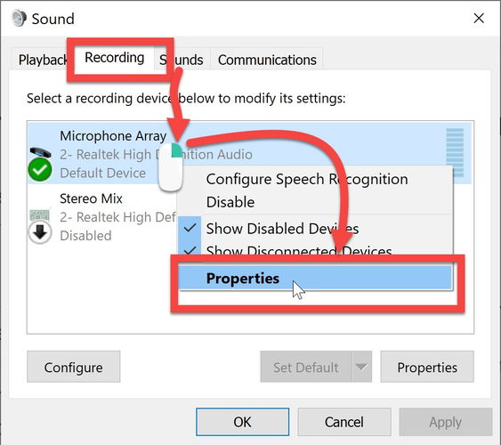 Recording Mic properties