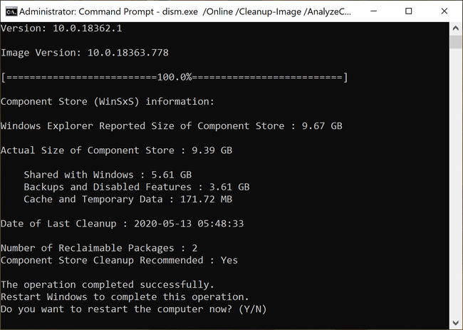 Running the cleanup tool to remove Windows 10 Cumulative Updates installation data