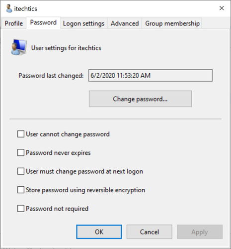 lusrmgr password settings
