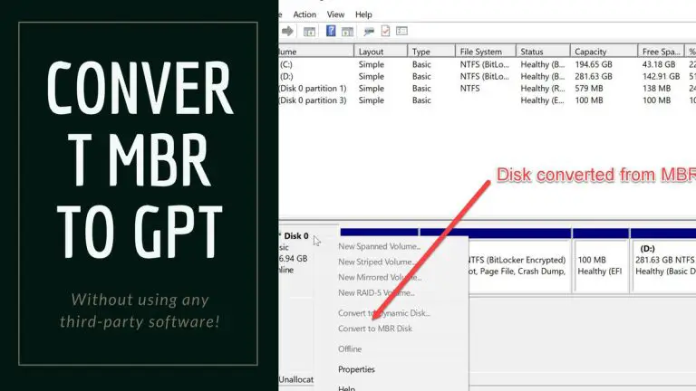 How To Convert MBR To GPT For Free In Windows 10 (Without Data Loss)
