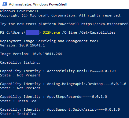 Powershell check installed components