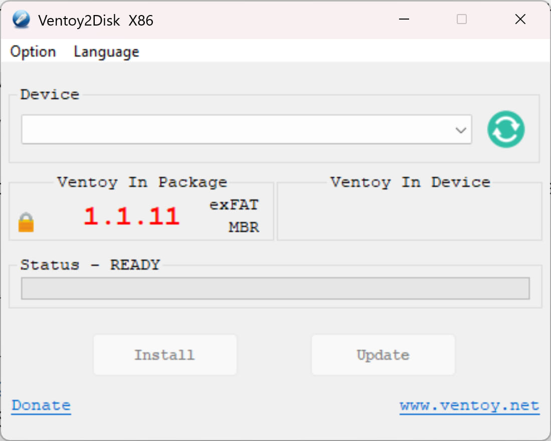 Ventoy2Disk interface