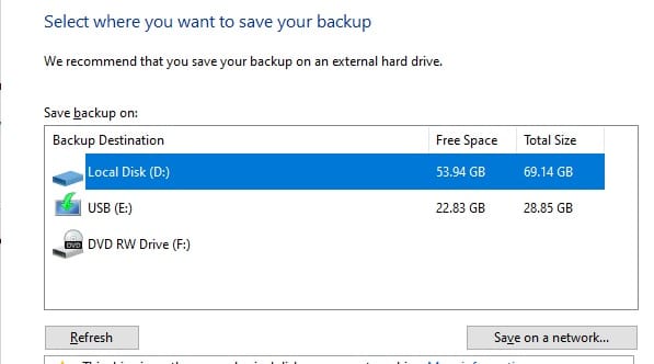 How to Use File History And Backup & Restore In Windows 10 11 BR select location