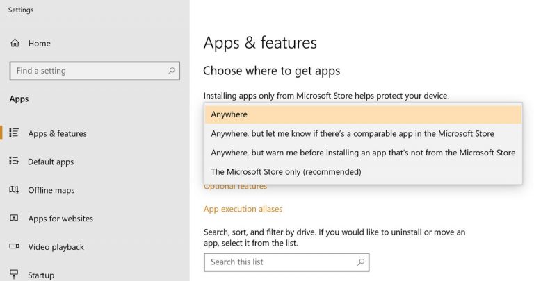 Choose where to get apps