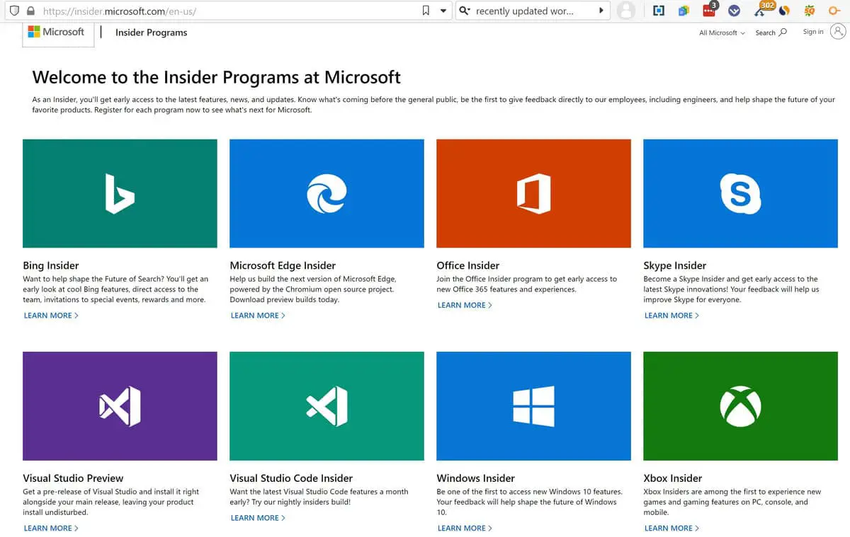Microsoft Insider Programs