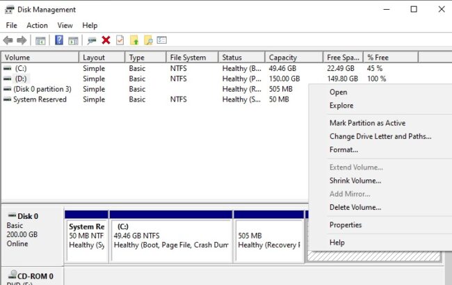 windows disk manager windows 10