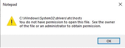 How to edit Hosts File on Windows 10 1 error