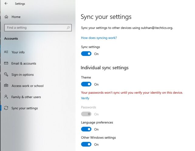 Windows 10 21H1 Release Date and New Features 2 sync your settings
