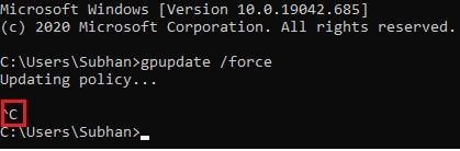 Most useful Command Prompt Cmdlets For Windows 10 6 ctrl c