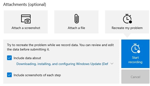 Windows 10 Insider Preview Build 21322: Improved Feedback Hub options 3 attachments