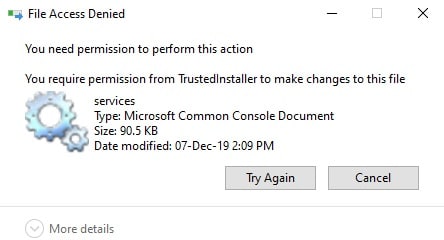 Trustedinstaller file access denied