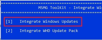 select integrate windows updates