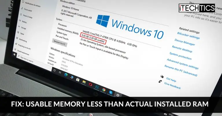Fix Usable memory less than actual installed RAM