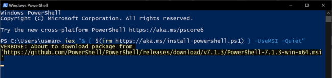 Installing PowerShell using command line