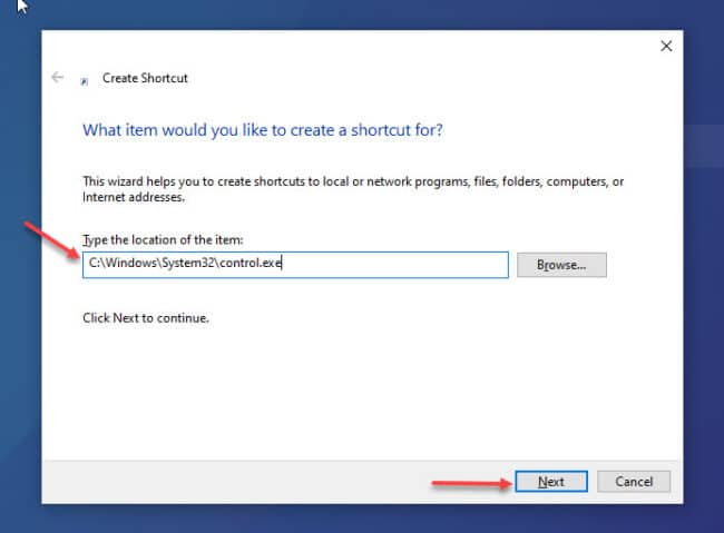 2 Ways To Open Control Panel as Administrator in Windows 10 1 create shortcut