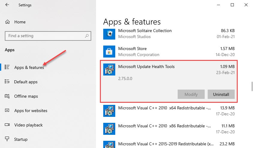 Tools microsoft update health