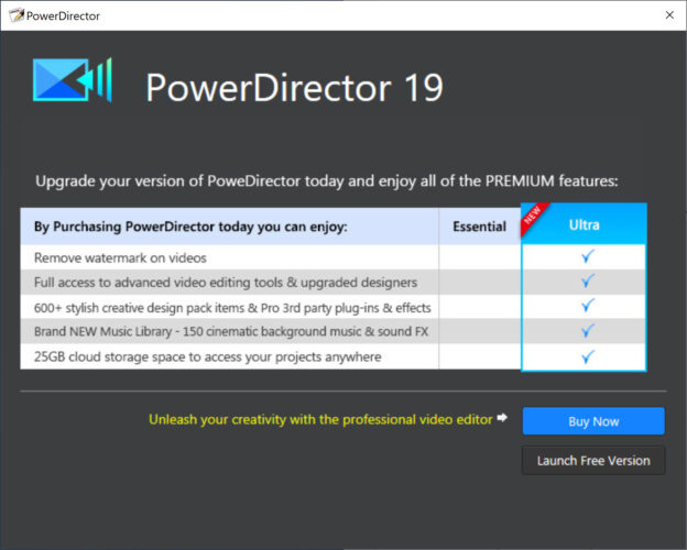 Difference between PowerDirector Full and Essential