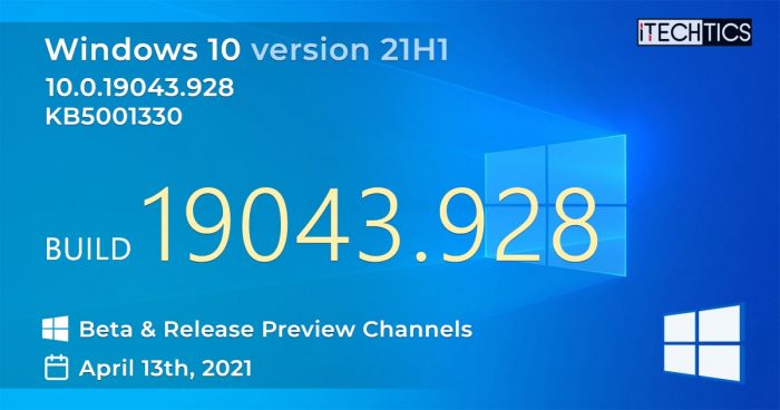 Windows版本21 h1构建19043 928