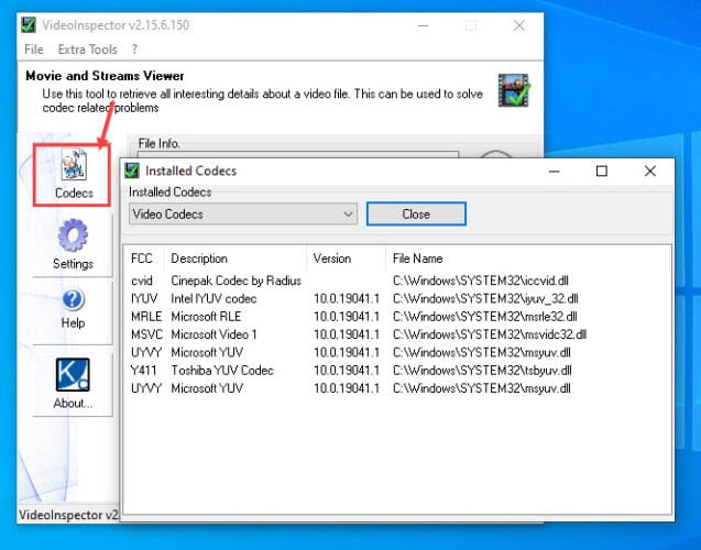 How to Check Installed Codecs in Windows 10 7 video inspector