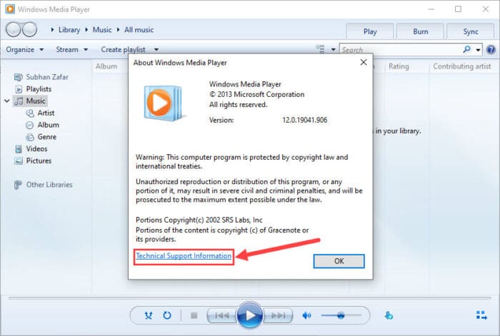 How to Check Installed Codecs in Windows 10 4 wmplayer about