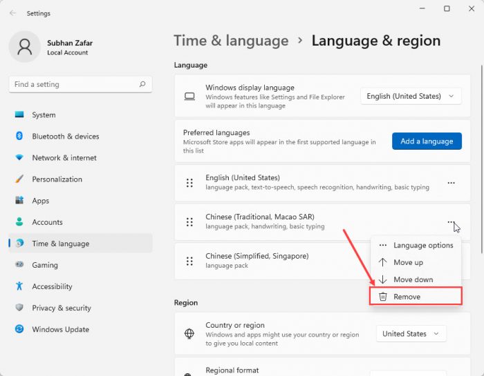 How to Change Display Language in Windows 11 13 remove