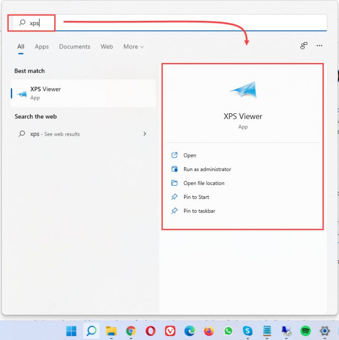 How to Enable XPS Viewer on Windows 11/10 6 search for xps app