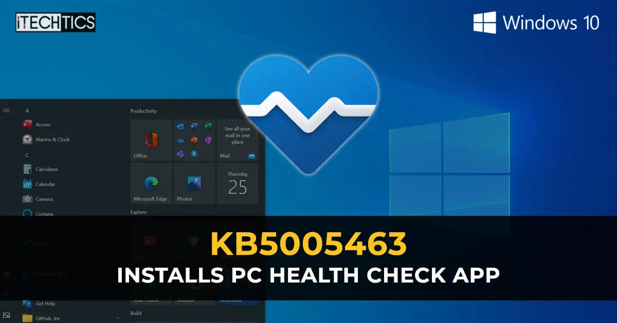 KB5005463 Installs PC Health Check App Windows 10