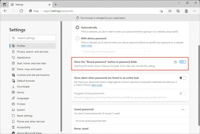 How To Enable Or Disable Reveal Password Button In Windows 11/10