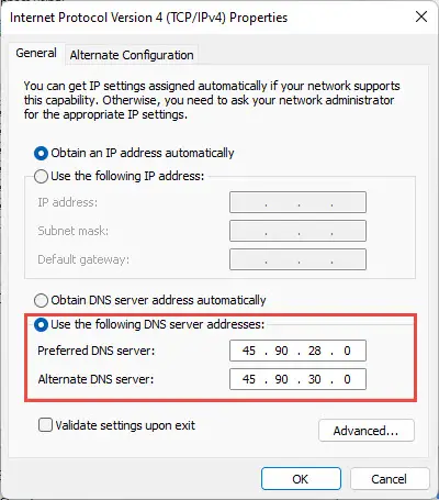 How To Use NextDNS For Content Filtering And Security In Windows 10/11 5 overwritten DNS