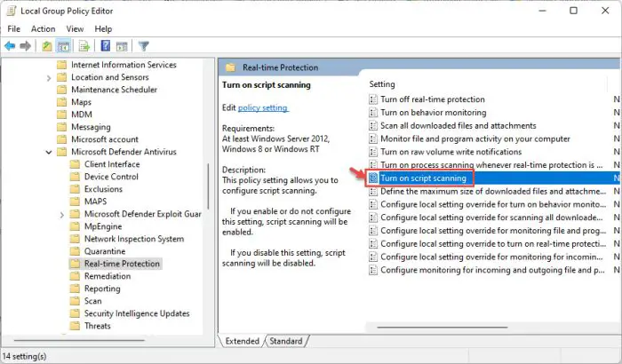 Download Windows 11 Security Baseline 3 turn on script scanning