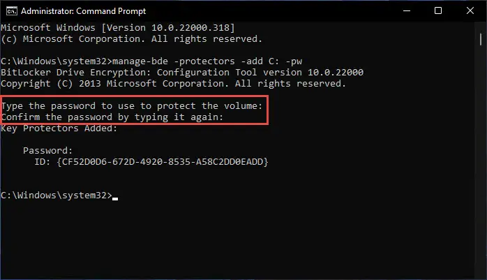 How To Manage BitLocker Using Command Line in Windows (Manage-bde) 10 confirm pw