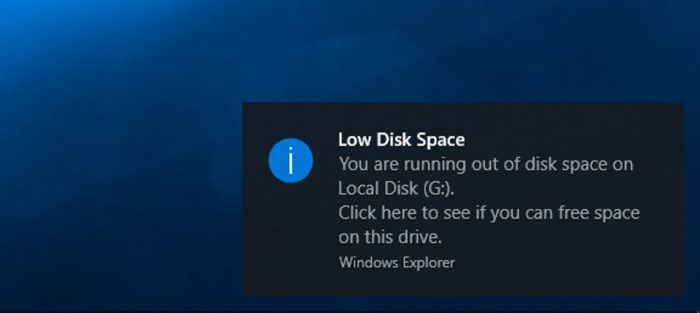 low disk notification 2