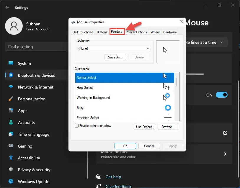 Make Mouse Pointer color to red, solid black, etc, in Windows 11/10