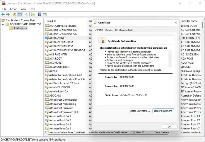 How to Install/Update Root Certificates in Windows 11 19 SST file