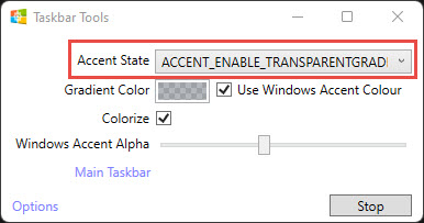 Set Accent State for taskbar