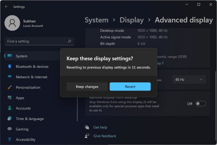 How to Increase Monitor Frequency (75Hz, 120Hz, 144Hz) in Windows Games 4 keep changes or revert