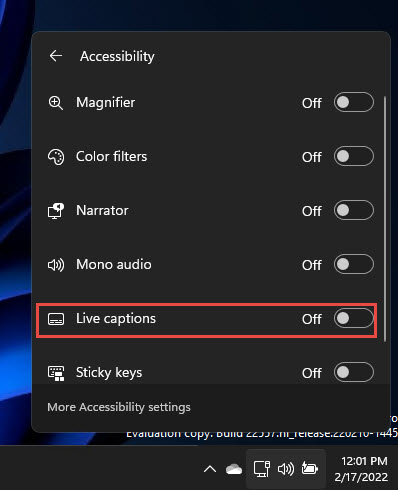 Download and Install Windows 11 Version 22H2 (2022 Update) 42 Enable or disable Live Captions from Quick Settings