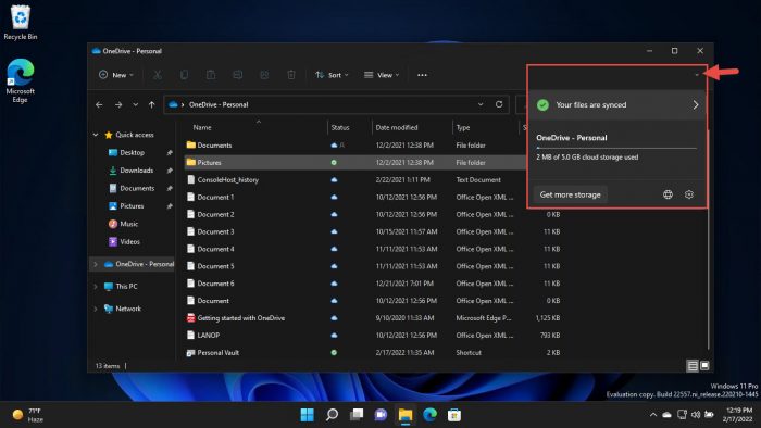 Open OneDrive from File Explorer