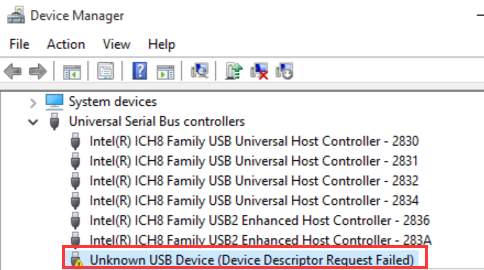 How to Fix Unknown USB Device (Device Descriptor Request Failed) 1 error prompt