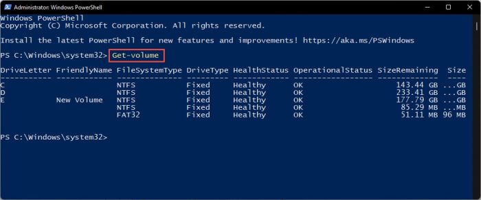 Get volume details in PowerShell