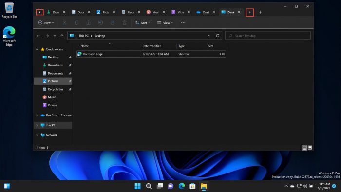 enable File Explorer tabs in Windows 11 and scroll through multiple tabs