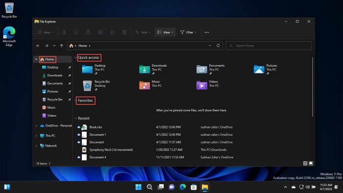 Windows 11 Build 22593 Introduces Home Page To Windows Explorer 1 File Explorer home page