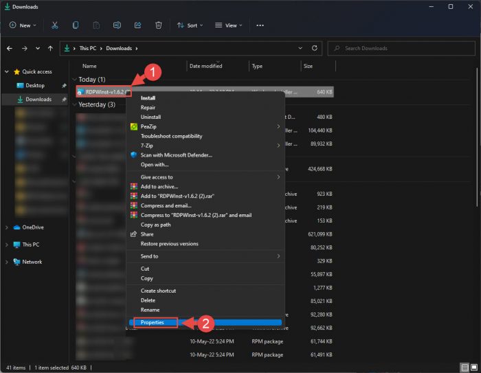 Open file properties