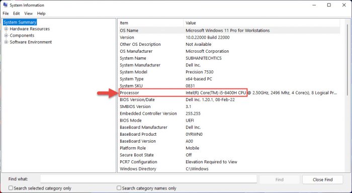 Processor information