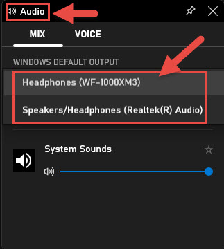 Select output audio device 3