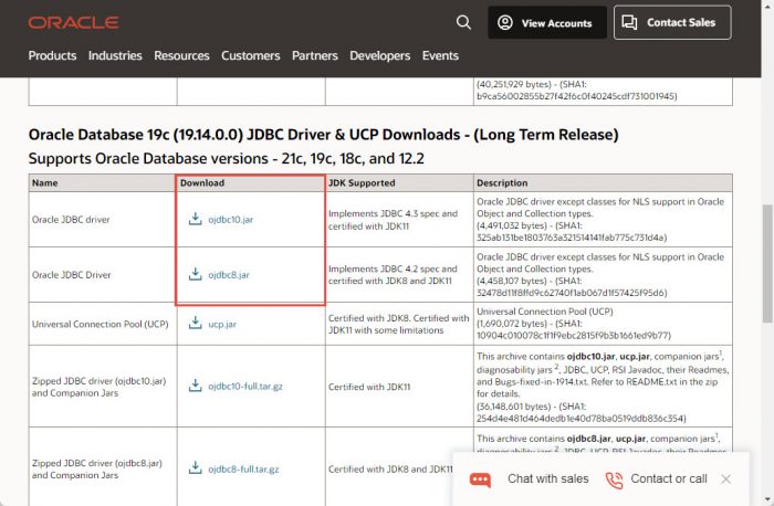 Download Long Term Release JDBC driver for Oracle
