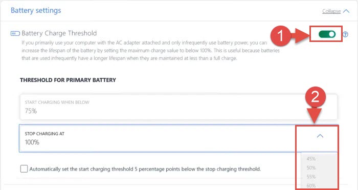 Lenovo battery settings