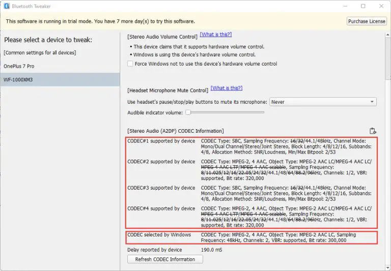 How to check supported bluetooth codecs in windows 11