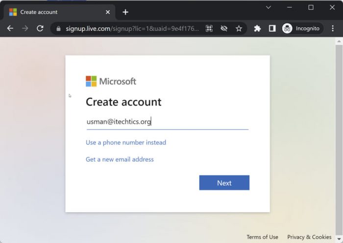 microsoft gmail account