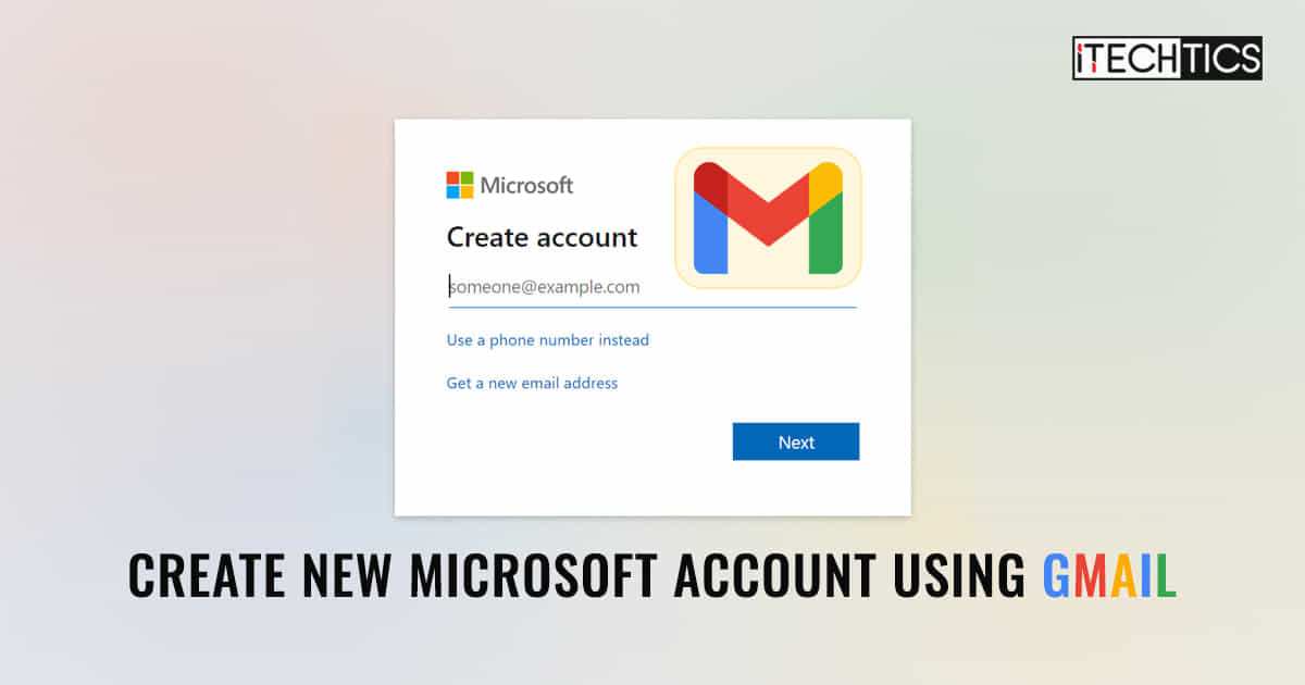 How to create a new microsoft account using gmail